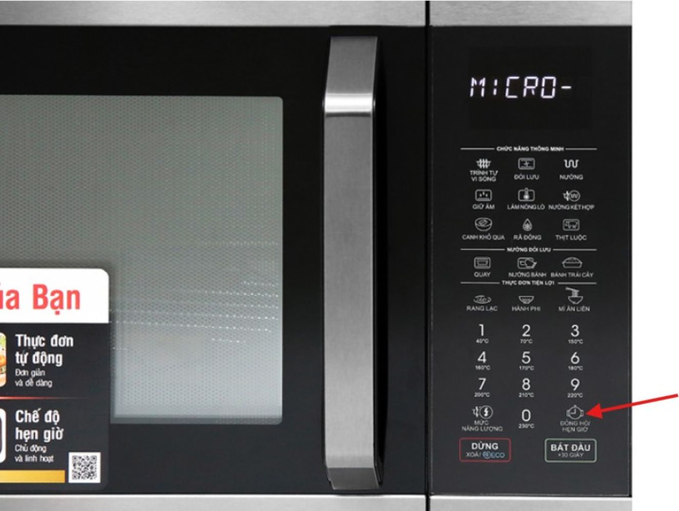 Lò vi sóng có nướng Sharp R-C932XVN-BST 32 lít 6 Thời gian hẹn giờ lên đến 99 phút 99 giây mở rộng đáng kể phạm vi sử dụng