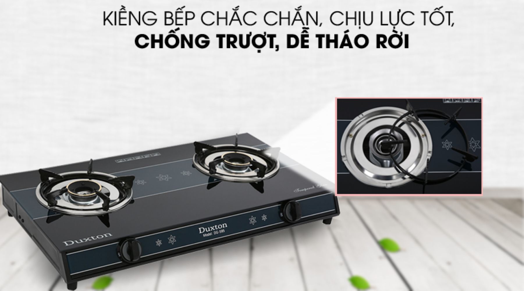 Trang bị kiềng bếp bằng thép tráng men 5 chân, dễ tháo rời, mâm inox tiện lau chùi