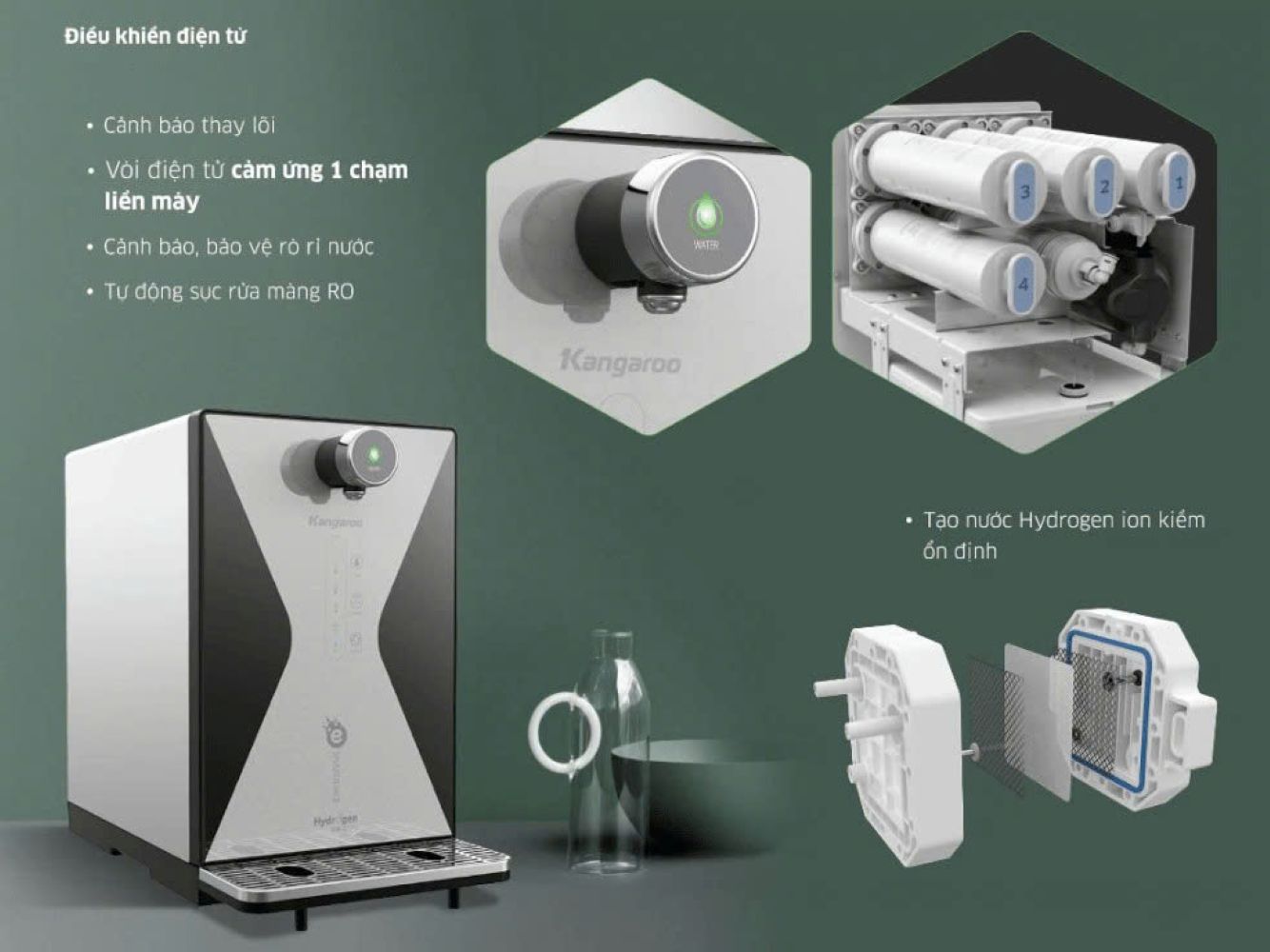 Vòi cảm ứng cùng cảnh báo thay lõi giúp sử dụng thuận tiệnVòi cảm ứng cùng cảnh báo thay lõi giúp sử dụng thuận tiện