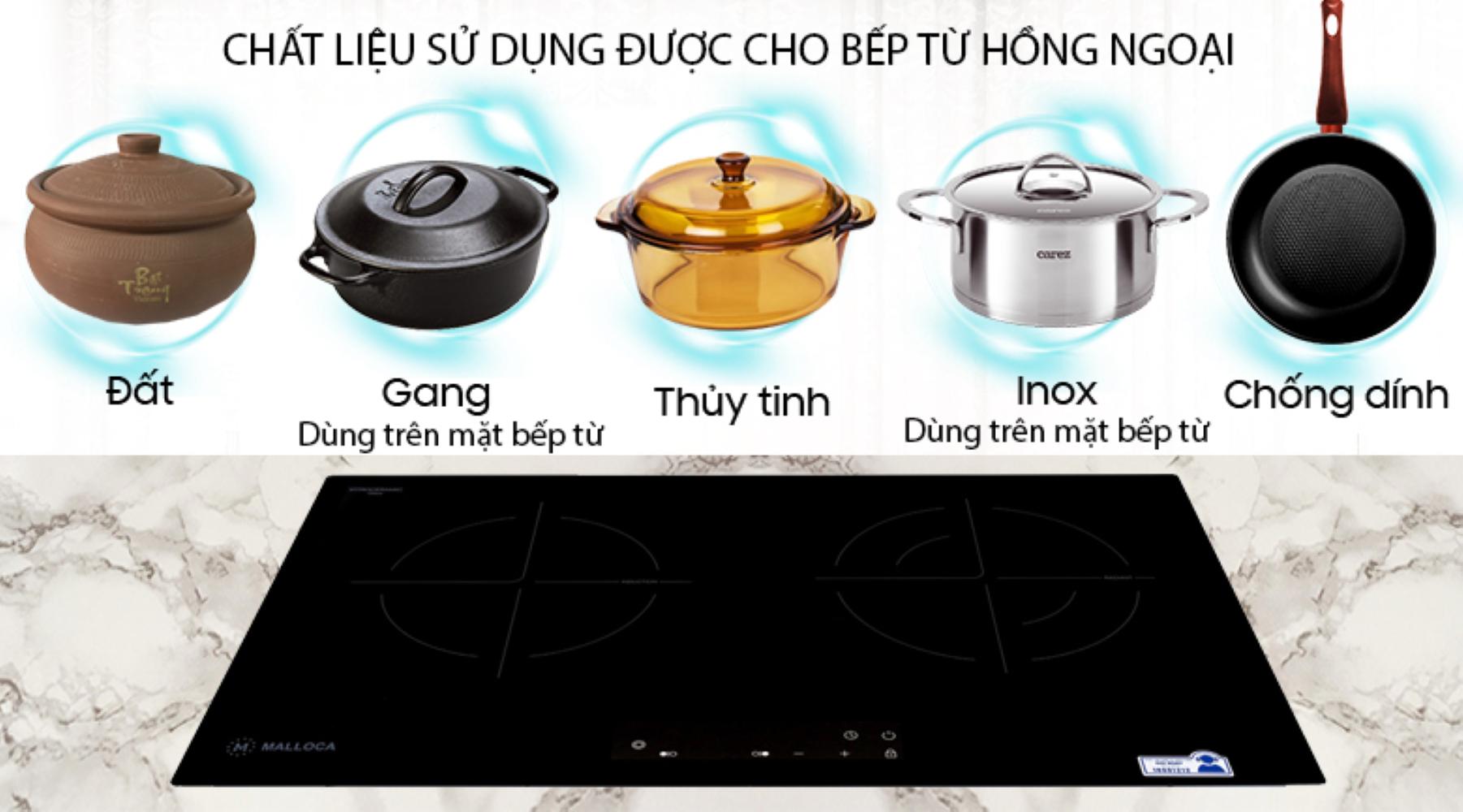 Vùng nấu hồng ngoại có công suất 1000W, không kén chất liệu nồi, chảo