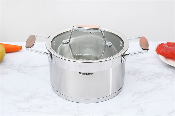 Bộ 3 nồi inox 5 đáy nắp kính Kangaroo KG3CS2 nồi 16-20-24cm 2 Nồi được làm từ inox 304 an toàn và bền bỉ