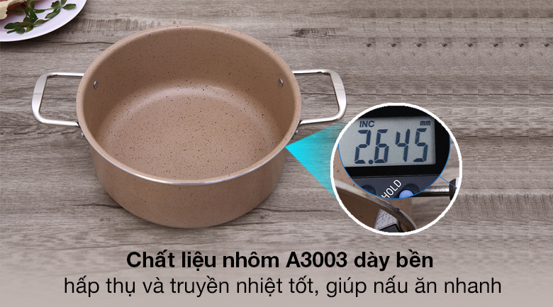 Chất liệu nhôm A3003 gia nhiệt nhanh, độ dày chống móp méo 
