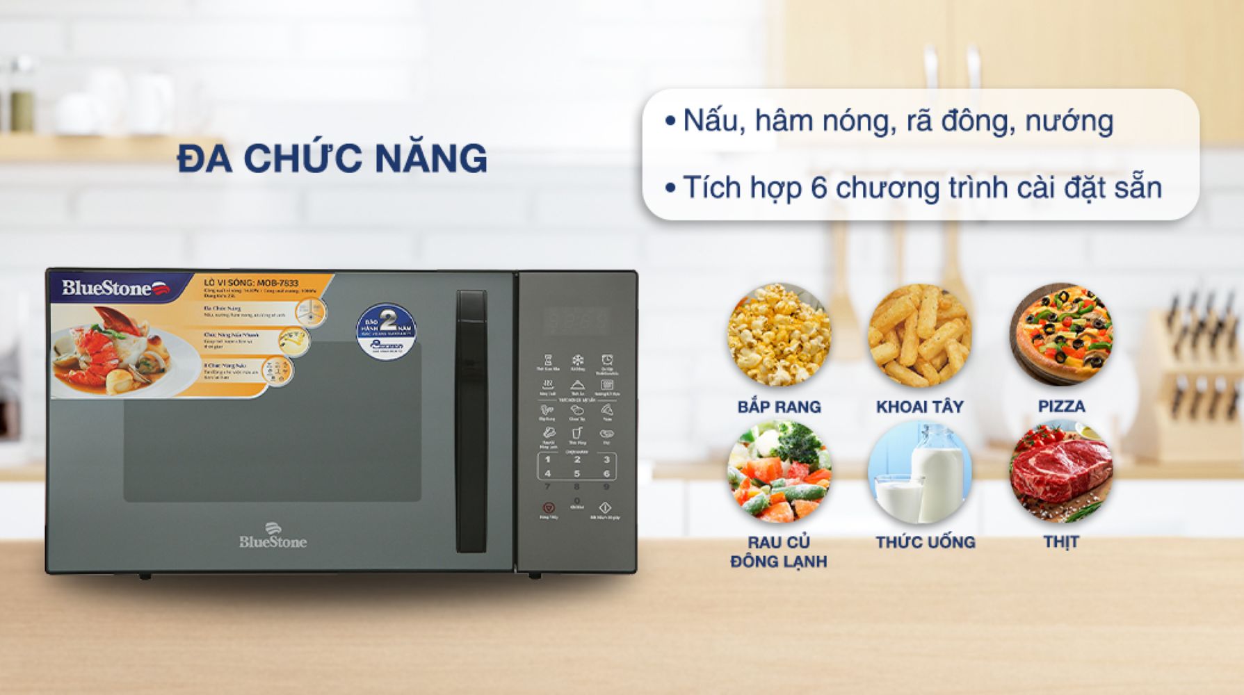 Đa dạng chức năng nấu, hâm nóng, rã đông linh hoạt cùng 6 thực đơn tự động