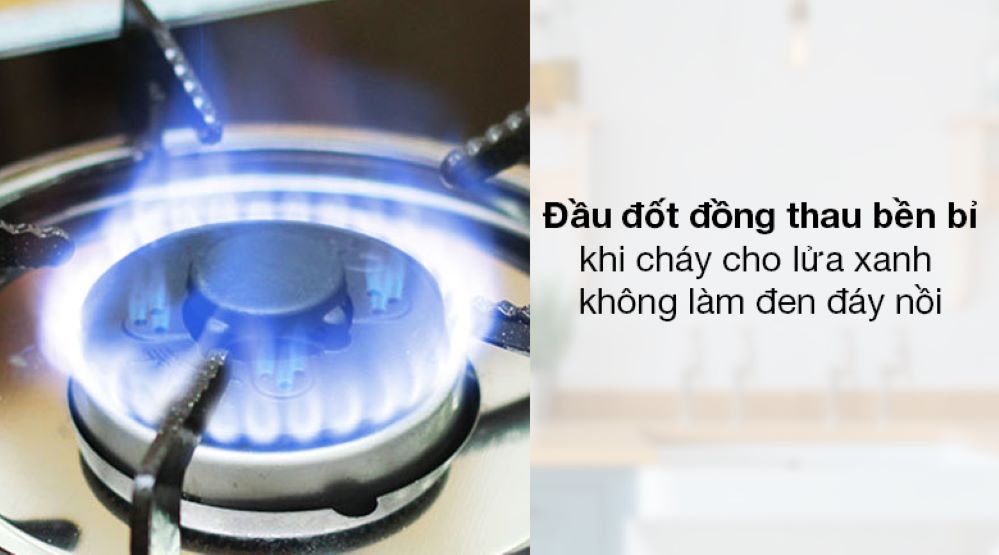 Đầu đốt bằng đồng thau bền bỉ, khi cháy cho lửa xanh