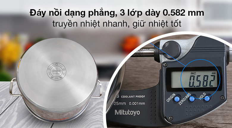 Đáy 3 lớp truyền nhiệt nhanh, tiết kiệm điện năng 