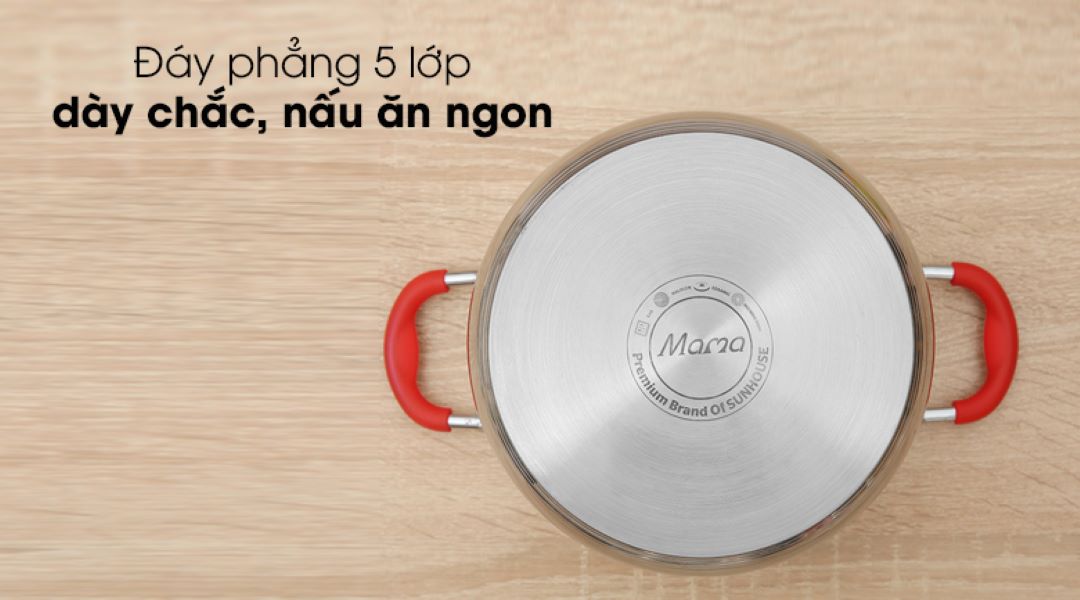 Đáy 5 lớp bắt nhiệt nhanh, truyền nhiệt đều 