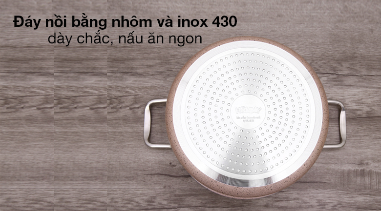Đáy nhôm - inox 430 bắt từ hiệu quả, tỏa nhiệt đều 