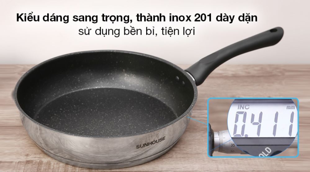 Kiểu dáng sang trọng, thành Inox 201 bền bỉ, chống ăn mòn