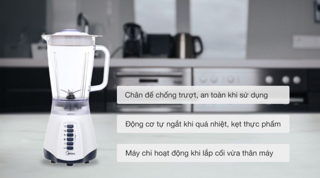 Midea MJ-BL50 được trang bị chân đế chống trượt, tự ngắt khi quá nhiệt