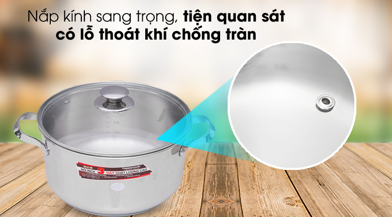 Nắp kính trong suốt, tiện quan sát và giữ nhiệt 