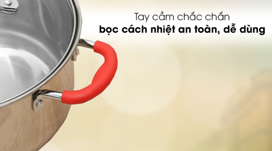 Tay cầm inox bọc silicon cách nhiệt 