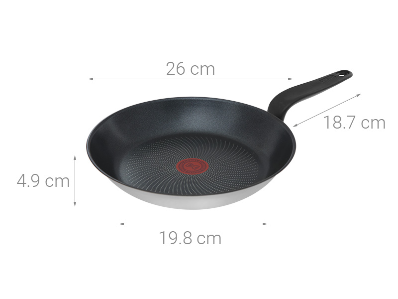 Thiết kế đơn giản, gọn đẹp, đường kính 26 cm chiên đa dụng