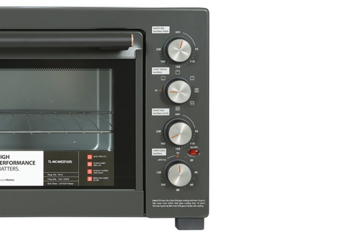 Lò nướng Toshiba TL-MC40EZF(GR) 40 lít trang bị bảng điều khiển cơ dạng nút xoay