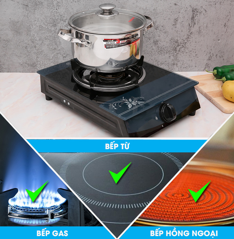 Tương thích nhiều loại bếp 