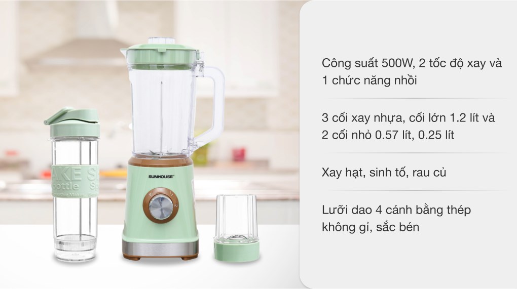 Máy xay đa năng Sunhouse SHD5315G công suất 500W, xay mịn