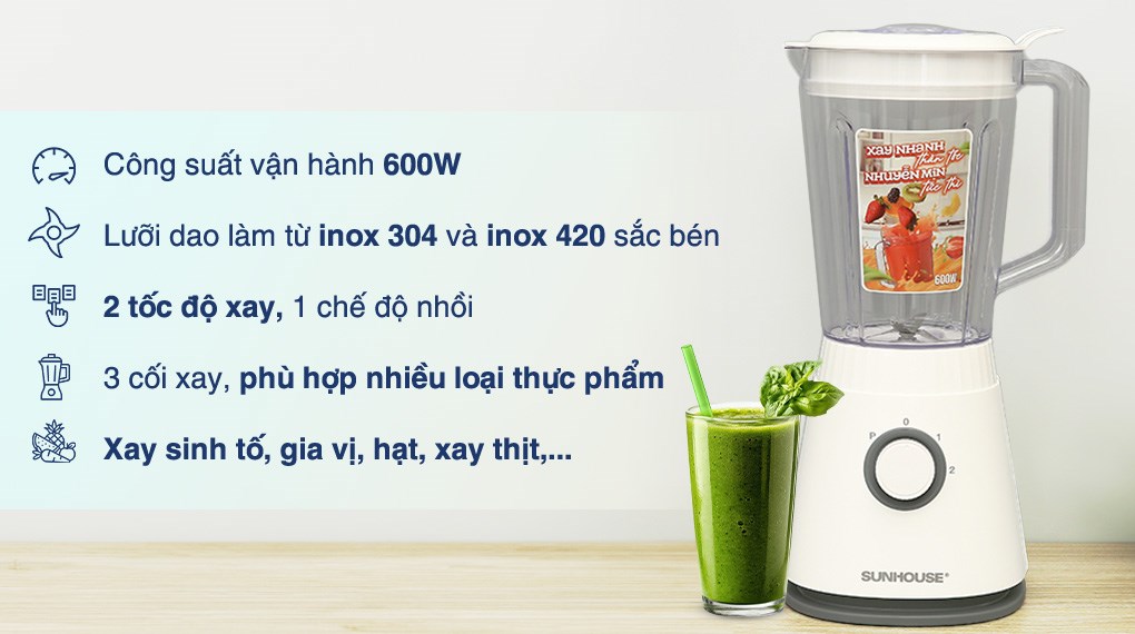 Máy xay đa năng Sunhouse SHD5316 công suất 600W, xay mịn